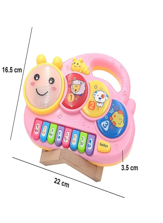 VGRASSP Musical Happy Caterpillar Piano Toy for Kids with Flashing Lights - Portable Keyboard Instrument for Boys and Girls (Pink) - Image 4